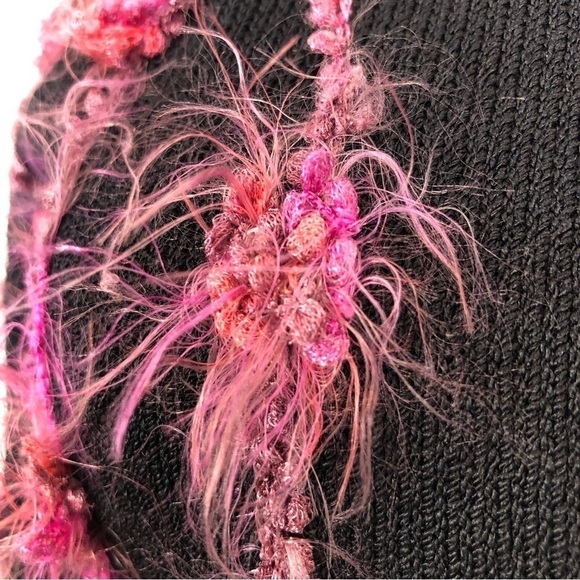 VINTAGE Egoiste black & pink feather blazer midi skirt suit size 4 - Picture 15 of 17